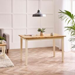 Furniturebox Salcombe Rectangular Oak and Cream Extending 6 Seater Dining Table, Solid Wood in Oak/Cream - Size: 80x74x150 cm - thumbnail 8