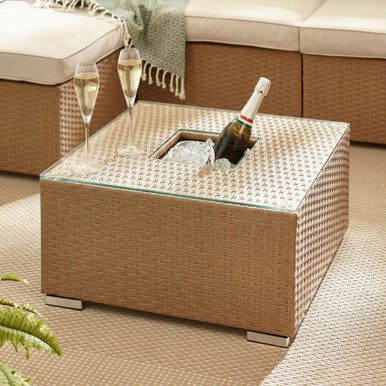Orlando Beige Rattan Garden Coffee Table with Ice Bucket - image 1