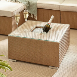 Orlando Beige Rattan Garden Coffee Table with Ice Bucket