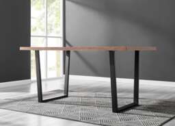 Furniturebox Kylo Brown Wood Effect Dining Table & 6 Cappuccino Lorenzo Chairs, Faux Leather/Metal/Wood Veneer in Beige - Size: 44x97x59 cm - thumbnail 8