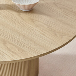 Penrose Round Oak Wood Slatted 4-6 Seater Dining Table - thumbnail 4