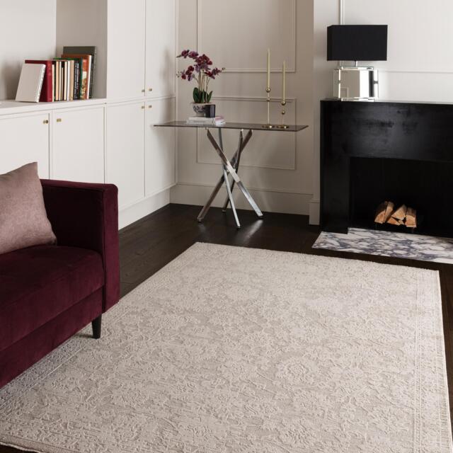 Melrose Beige Floral Patterned Rug - image 1
