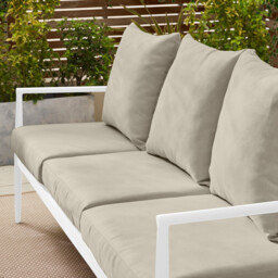Laguna White Metal and Olive Fabric 5 Seat Sofa Set - Garden - thumbnail 3