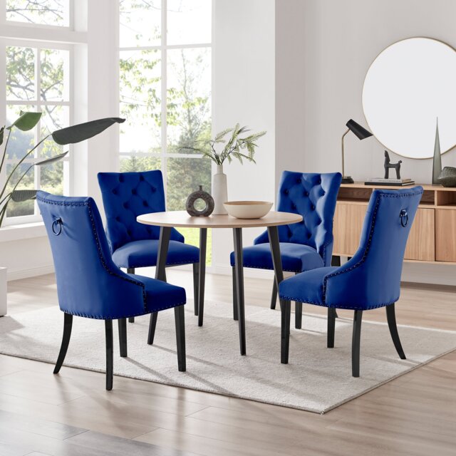 Koko Oak Effect Round Dining Table & 4 Belgravia Black Leg Chairs