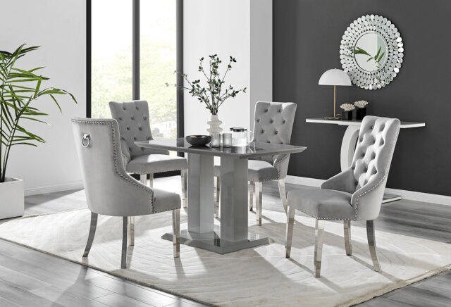 Grey Imperia 4 Table & 4 Velvet Belgravia Chairs - image 1