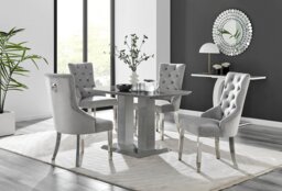 Grey Imperia 4 Table & 4 Velvet Belgravia Chairs - thumbnail 1