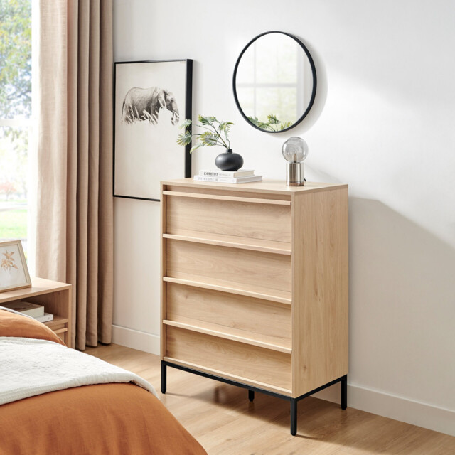 Svit Oak Effect 4 Drawer Tall Chest of Drawers - image 1