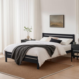 Declan Dark Grey Solid Pine King Bed Frame - thumbnail 1