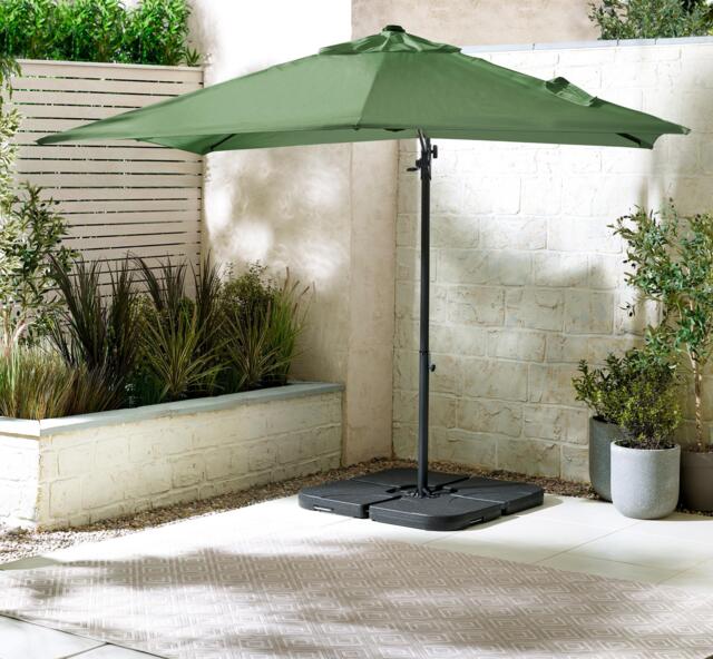Furniturebox Cantilever Square Garden Parasol Only (No Base), Polyester in Green - Size: 245x245x245 cm - image 1