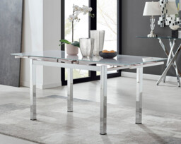 Enna White Glass Extending Dining Table and 6 Milan Chairs - thumbnail 3