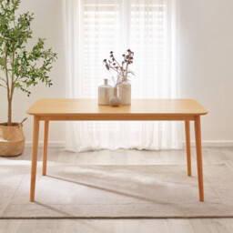 Lynton Rectangular Oak Effect Wood 6 Seater Dining Table - thumbnail 2