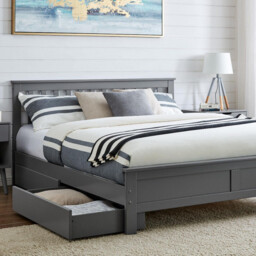 Azure Grey Solid Pine King Bed Frame + Windsor Mattress + 4 Drawers - thumbnail 1