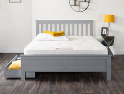 Azure Grey Solid Pine King Bed Frame + Windsor Mattress + 4 Drawers - thumbnail 3