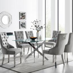 Leonardo 6 Table & 6 Velvet Belgravia Chairs - thumbnail 1