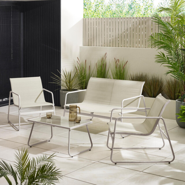 Naxos Cream 4 Seat Garden Sofa & Chairs Set - image 1