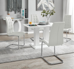 Imperia 4 Modern White High Gloss Dining Table And 4 Murano Chairs Set - thumbnail 2