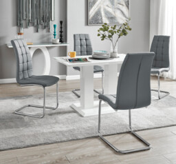 Imperia 4 Modern White High Gloss Dining Table And 4 Murano Chairs Set - thumbnail 4