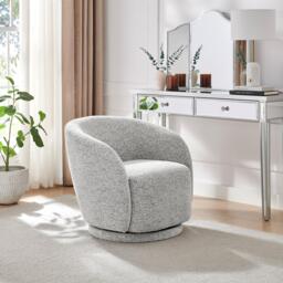 Furniturebox Romilly Fabric Swivel Accent Tub Chair, Polyester in Grey - Size: 67x74x75 cm - thumbnail 9