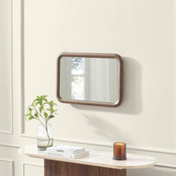 Line Walnut Wood Medium Rectangle 60x40cm Wall Mirror - thumbnail 3