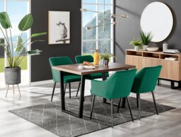 Kylo Brown Wood Effect Dining Table & 4 Calla Black Leg Chairs