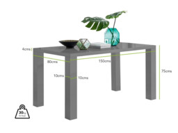 Pivero Grey High Gloss Dining Table & 6 Calla Black Leg Velvet Chairs - thumbnail 2