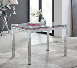 Enna White Glass Extending Dining Table and 4 Milan Chairs - thumbnail 4