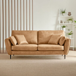 Ida Tan Faux Leather 3 Seater Sofa