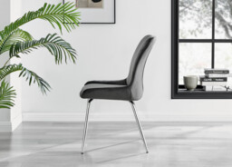 2x Nora Dark Grey Velvet Dining Chairs Silver Legs - thumbnail 4