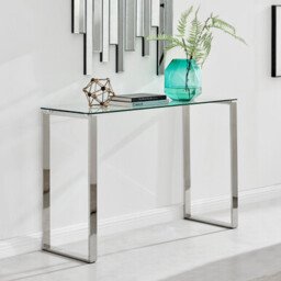 Miami Glass and Silver Console Table