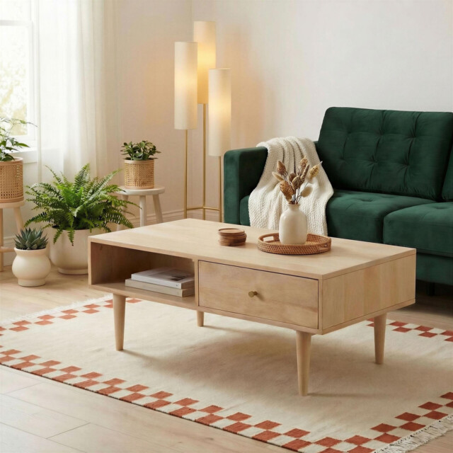 Everest Rectangle White Oak Wood Storage Coffee Table - image 1