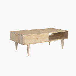 Everest Rectangle White Oak Wood Storage Coffee Table - thumbnail 4