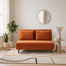 Bobby Orange Velvet Double Folding Sofa Bed - thumbnail 2