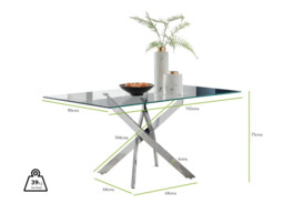 Leonardo Glass and Chrome Dining Table & 6 Nora Silver Leg Chairs - thumbnail 2
