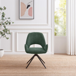 2x Layla Green Fabric Swivel Dining Chairs - thumbnail 3