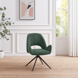 2x Layla Green Fabric Swivel Dining Chairs - thumbnail 2