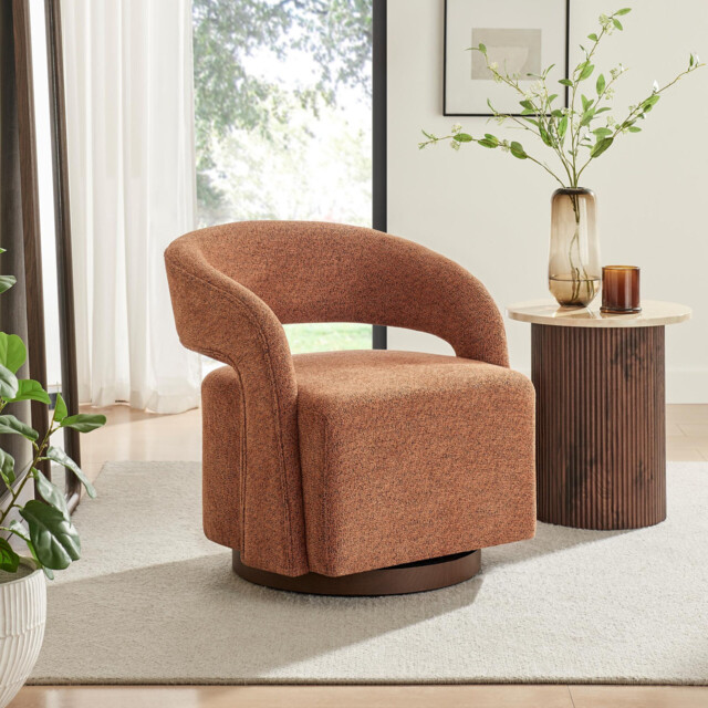 Odessa Orange Fabric Swivel Accent Chair - image 1