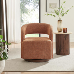 Odessa Orange Fabric Swivel Accent Chair - thumbnail 2