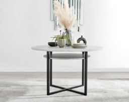 Adley Grey Concrete Effect Storage Dining Table & 4 Velvet Milan Black Leg Chairs - thumbnail 4