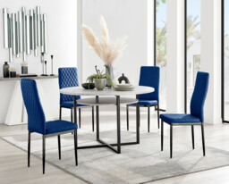 Adley Grey Concrete Effect Storage Dining Table & 4 Velvet Milan Black Leg Chairs - thumbnail 2