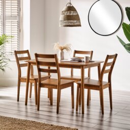 Lynton Small Walnut Colour Wooden Dining Table & 4 Dining Chairs - thumbnail 1