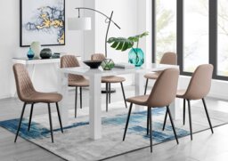 Pivero 6 White Table & 6 Corona Black Leg Chairs - thumbnail 1