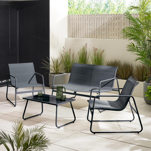 Naxos Grey 4 Seat Garden Sofa & Chairs Set - image 1