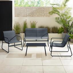 Furniturebox Naxos 4 Seat Garden Sofa & Chairs Set, Metal in Grey - Size: 112x77x76 cm - thumbnail 2