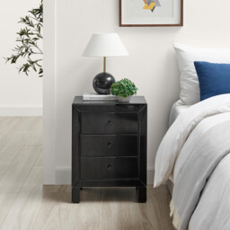 Lexi 3 Drawer Black Mirrored Bedside Table - thumbnail 3