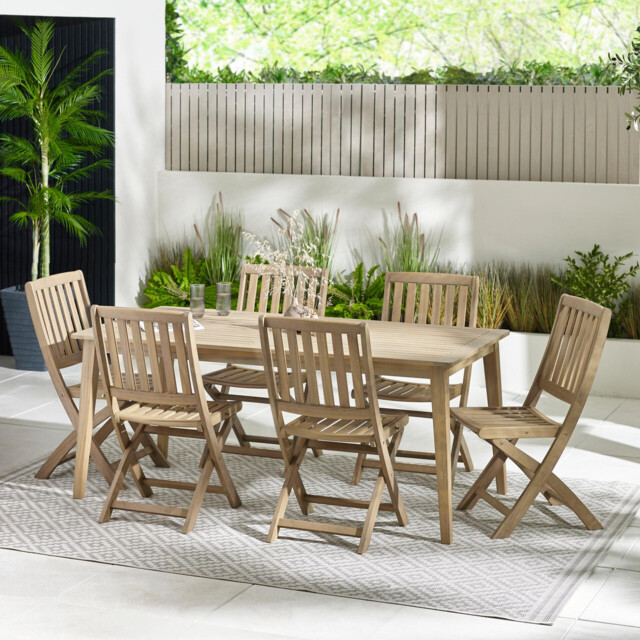 Asa & Hamburg Wood 6 Seat Garden Dining Set - image 1