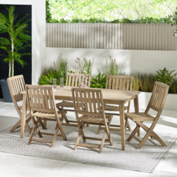 Asa & Hamburg Wood 6 Seat Garden Dining Set - thumbnail 1