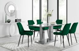 Imperia 6 Grey Dining Table and 6 Pesaro Black Leg Chairs - thumbnail 1