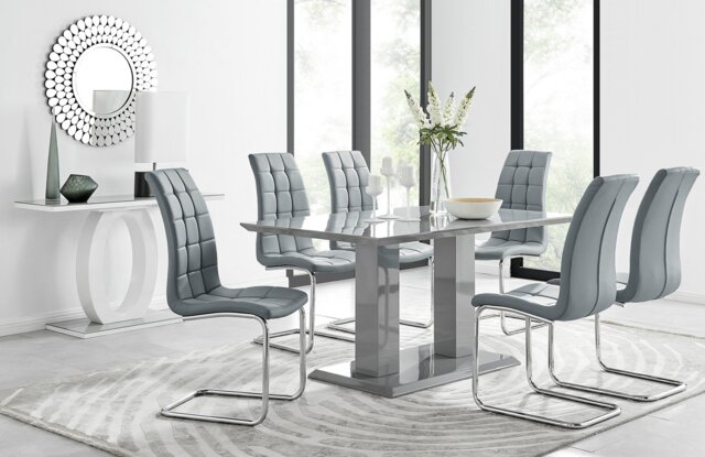 Imperia 6 Grey Dining Table and 6 Murano Chairs - image 1