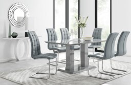 Imperia 6 Grey Dining Table and 6 Murano Chairs - thumbnail 1