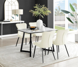 Carson White Marble Effect Dining Table & 4 Nora Black Leg Chairs - thumbnail 3